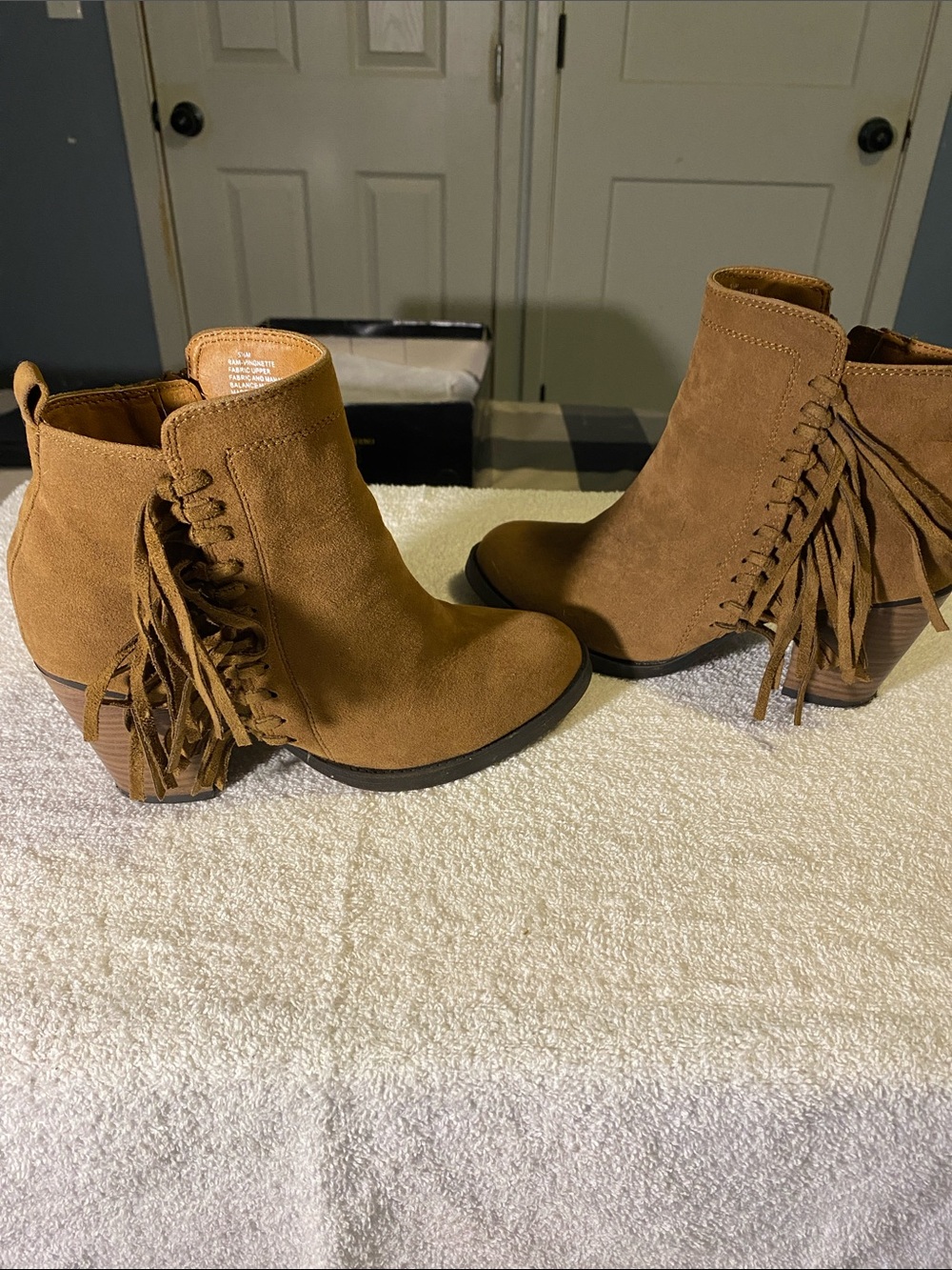 Rampage Tan Suede Fringe Ankle Boots